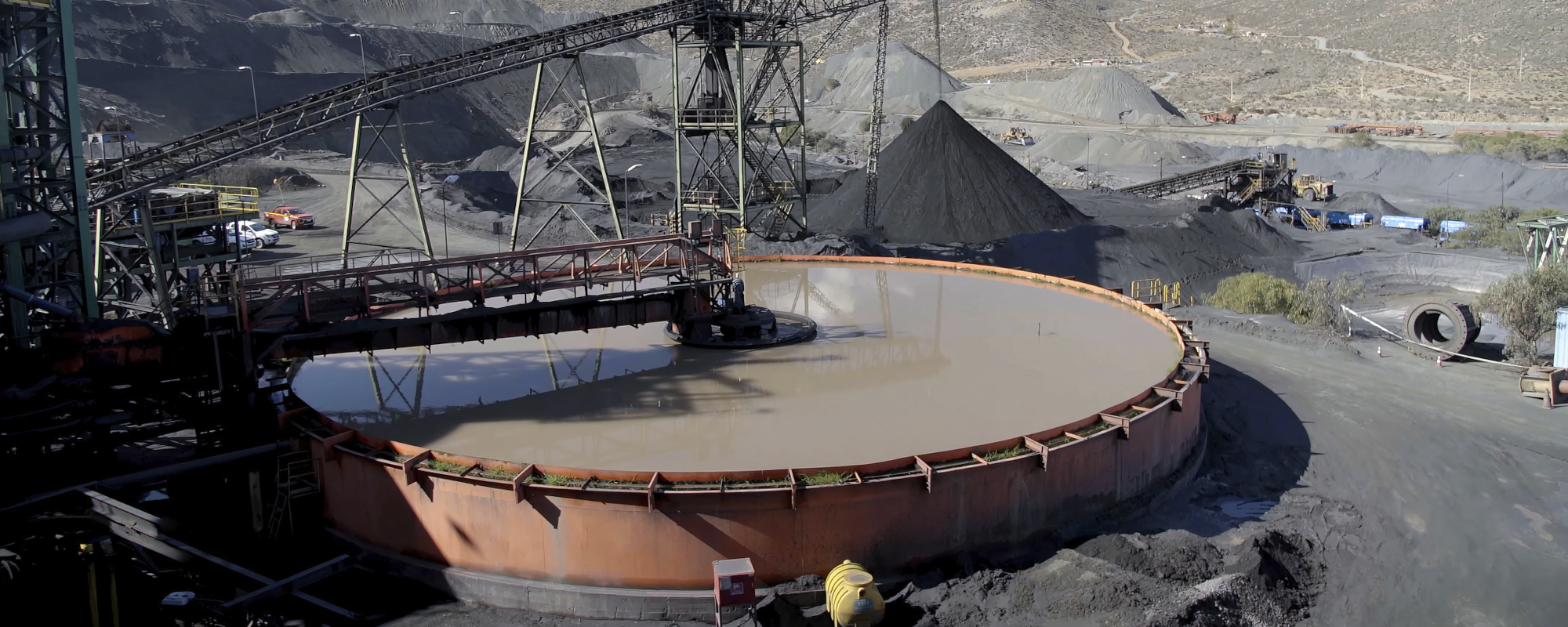 Clarifier structure being cleaned out and prepared for removal.