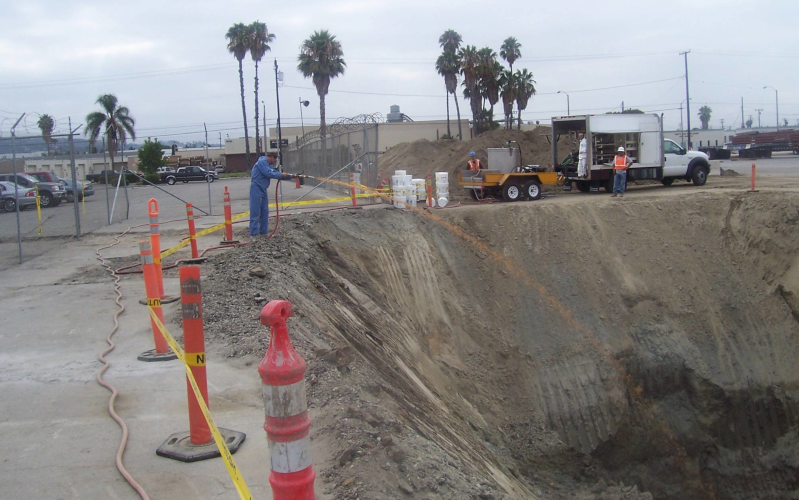 Field crew performing in-situ chemical or bio injection.